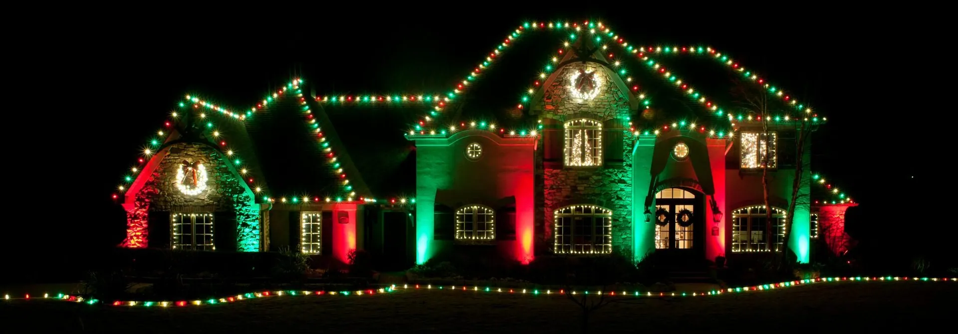 Christmas lights on a Central Texas home